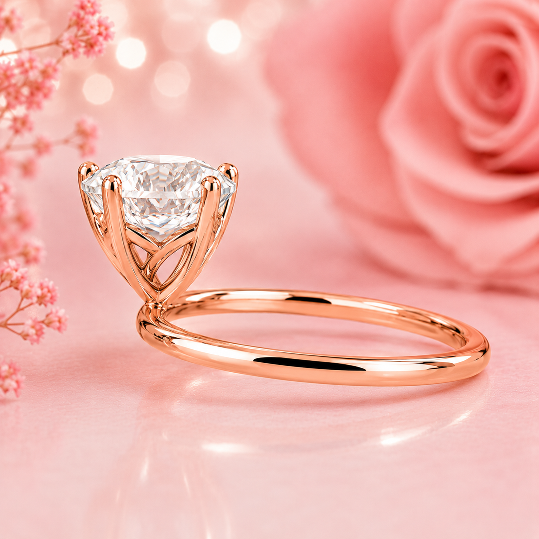 Oval Cut Lab Grown Diamond Solitaire Engagement Ring in Rose Gold