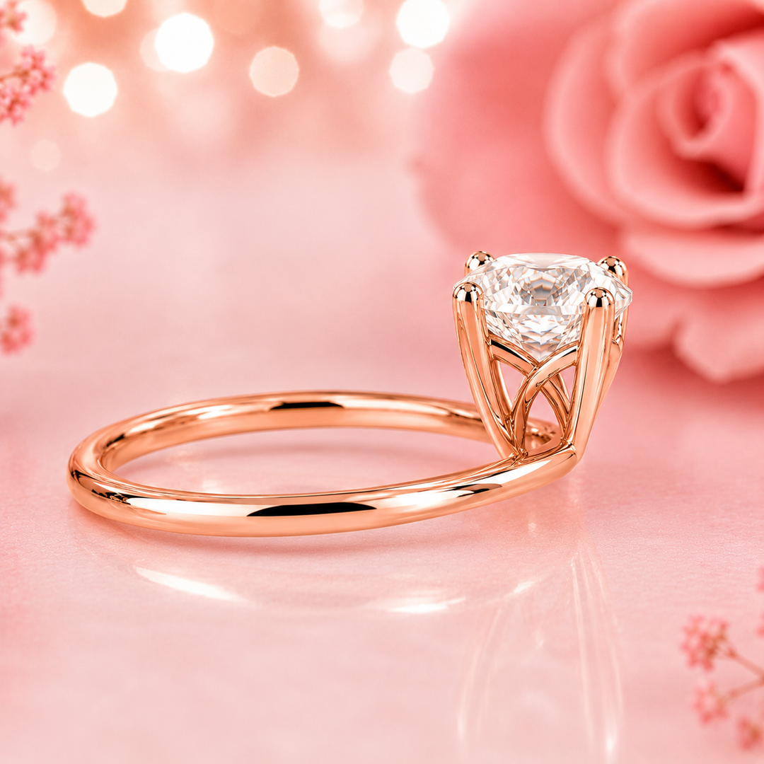Oval Cut Lab Grown Diamond Solitaire Engagement Ring in Rose Gold