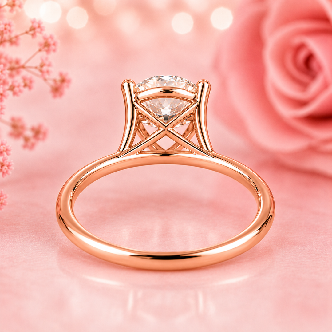 Oval Cut Lab Grown Diamond Solitaire Engagement Ring in Rose Gold