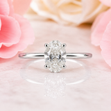 Oval Cut Lab Grown Diamond Solitaire Engagement Ring in 925 Sterling Silver
