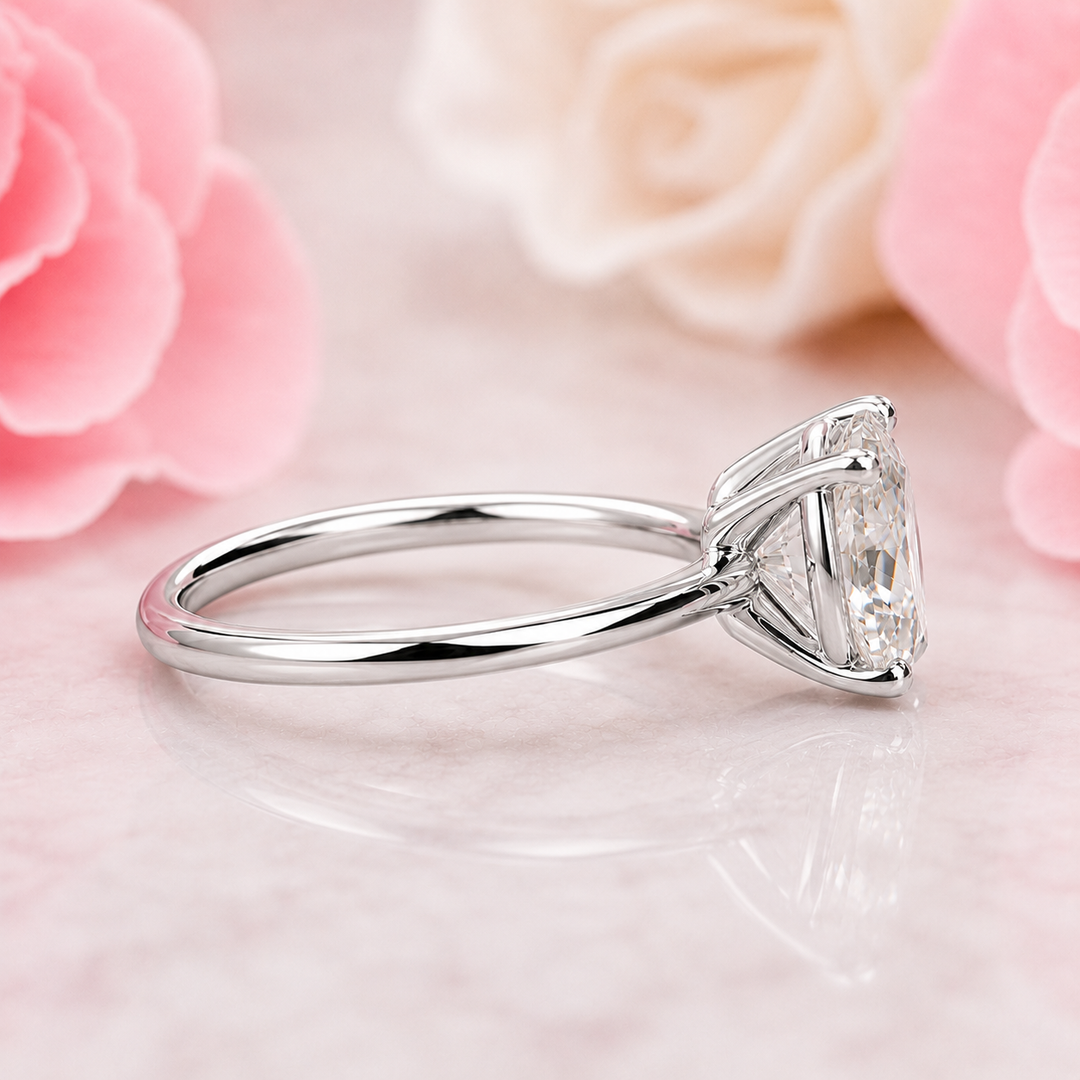 Oval Cut Lab Grown Diamond Solitaire Engagement Ring in White Gold