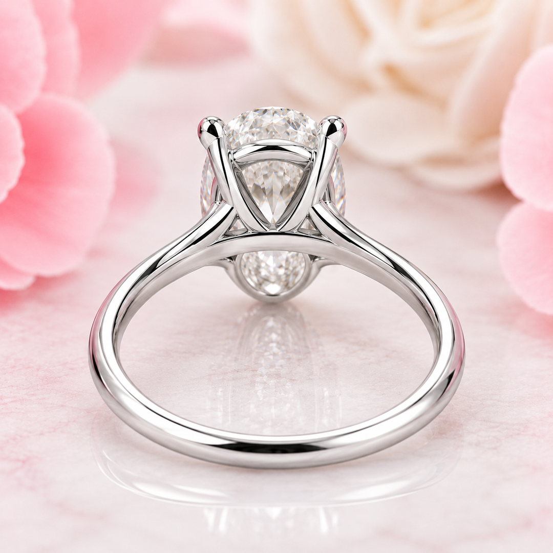 Oval Cut Lab Grown Diamond Solitaire Engagement Ring in White Gold