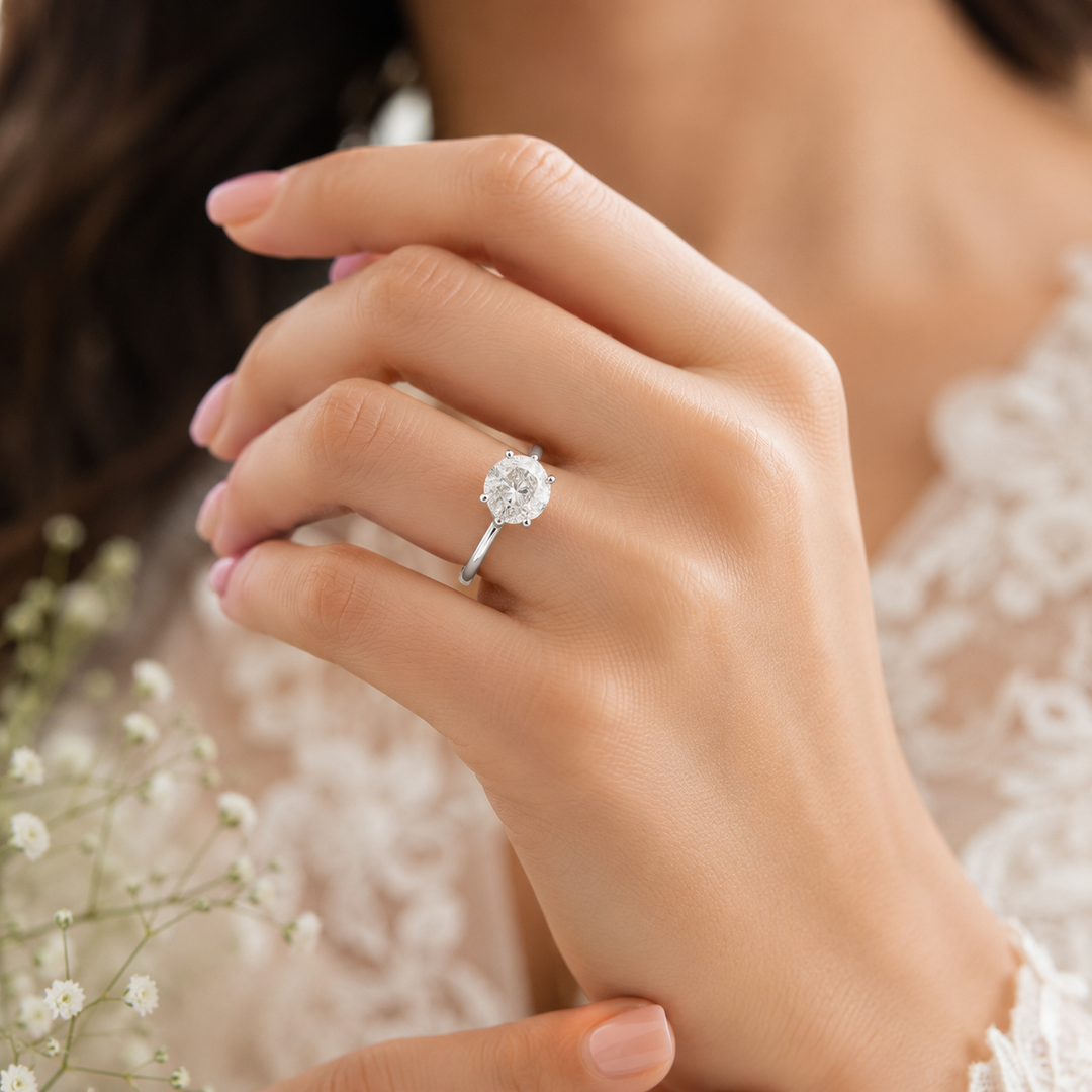 Oval Cut Lab Grown Diamond Solitaire Engagement Ring in 925 Sterling Silver