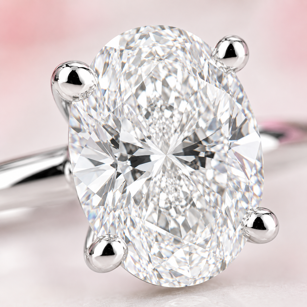 Oval Cut Lab Grown Diamond Solitaire Engagement Ring in White Gold