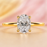 Oval Lab Grown Diamond Hidden Halo Engagement Ring in Yellow Gold