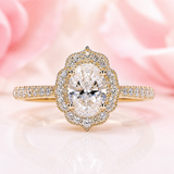 Oval Halo Engagement Ring for a Lasting Impression in Yellow Gold
