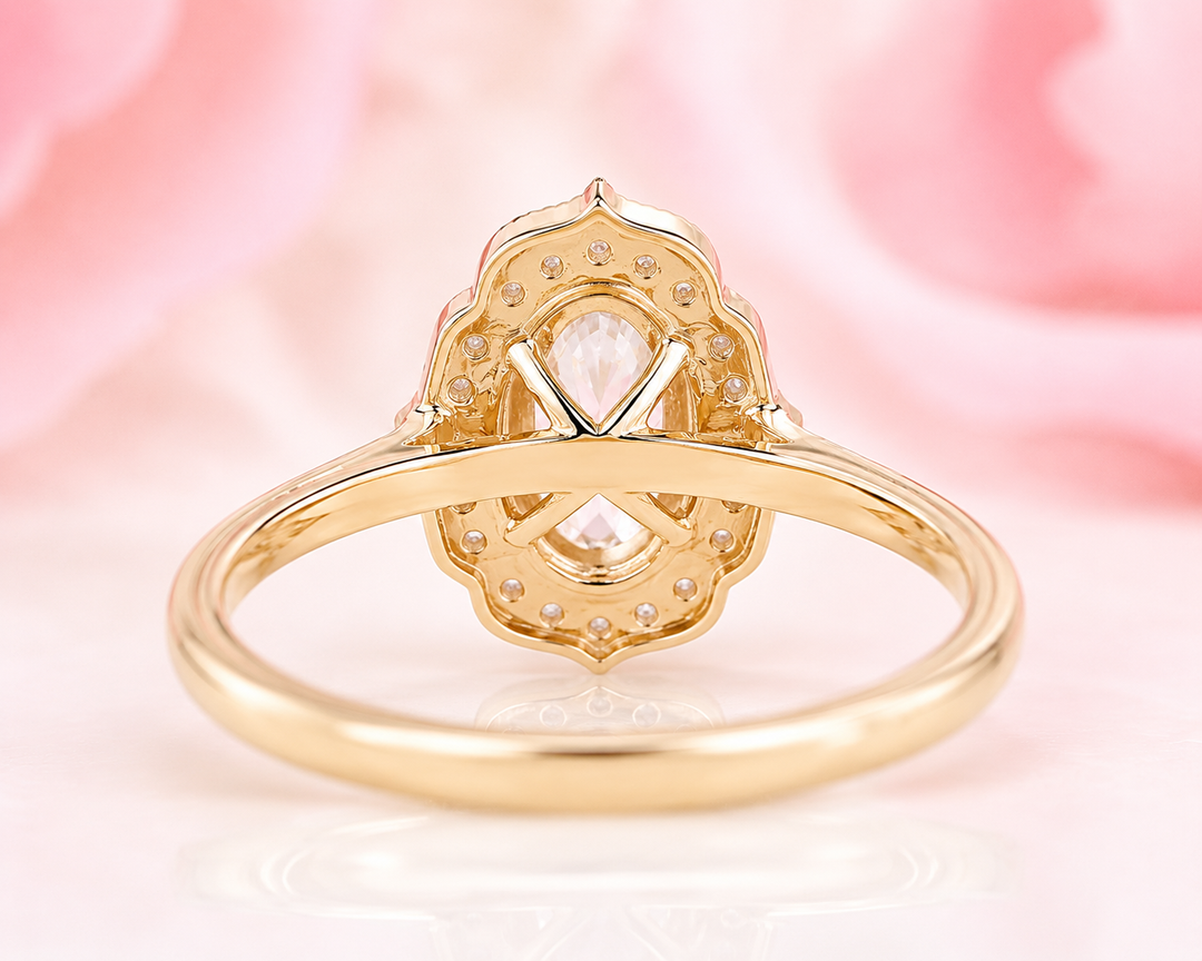 Oval Halo Engagement Ring for a Lasting Impression in Yellow Gold