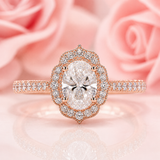 Oval Halo Engagement Ring for a Lasting Impression in Rose Gold