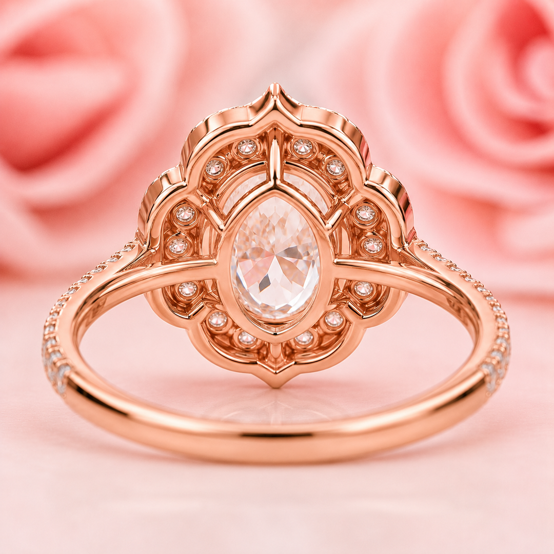 Oval Halo Engagement Ring for a Lasting Impression in Rose Gold