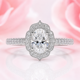 Oval Halo Engagement Ring for a Lasting Impression in 925 Sterling Silver