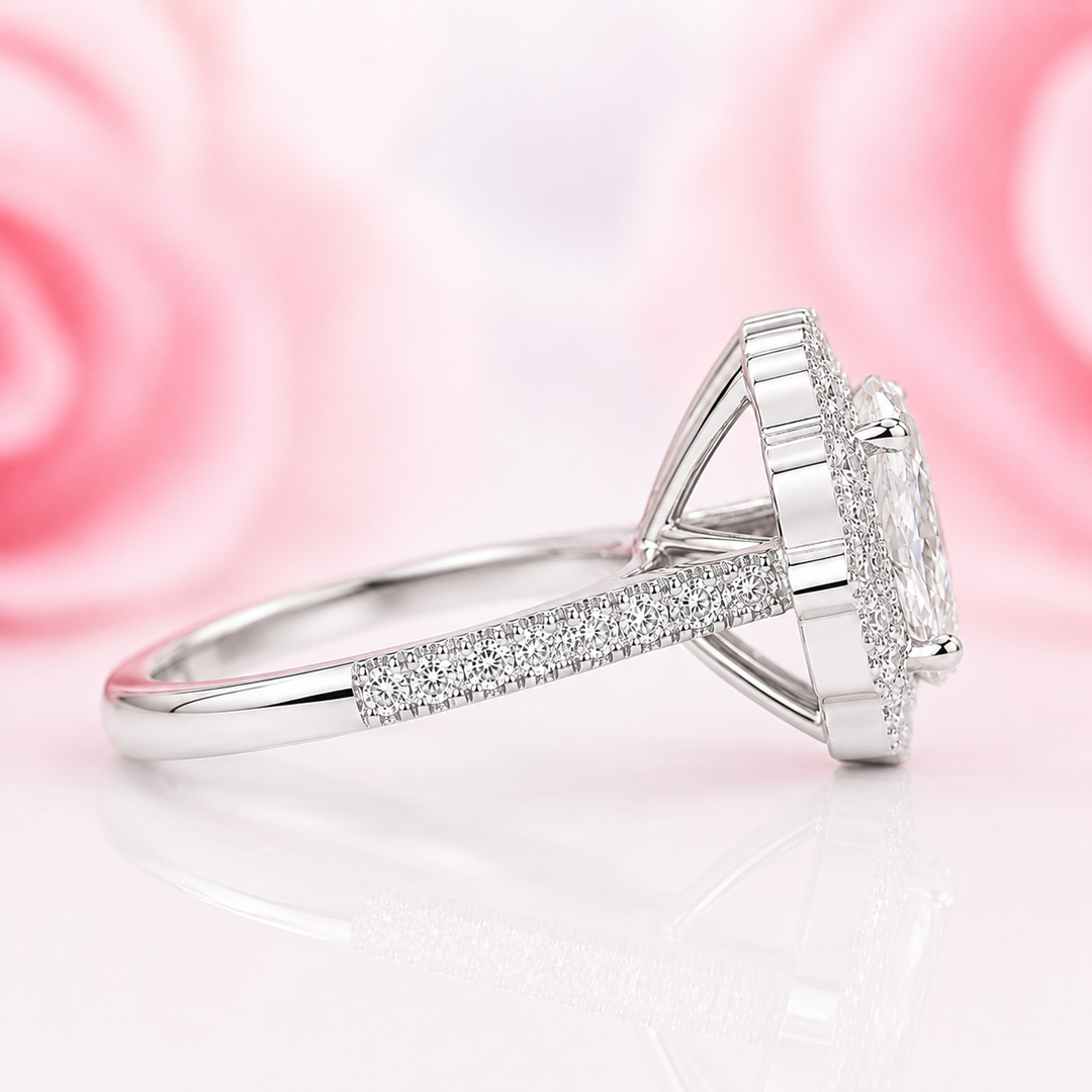 Oval Halo Engagement Ring for a Lasting Impression in 925 Sterling Silver