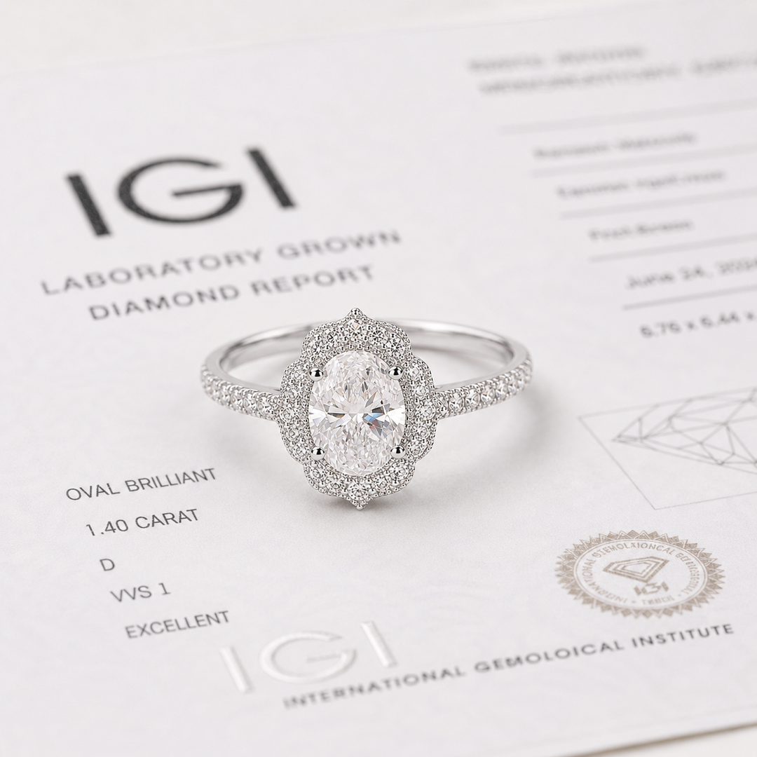 Oval Halo Engagement Ring for a Lasting Impression in 925 Sterling Silver
