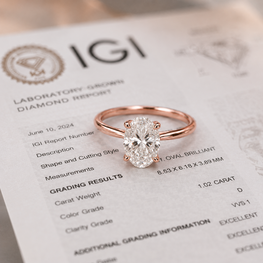 Oval Solitaire Engagement Ring with Tapered Shank in Rose Gold