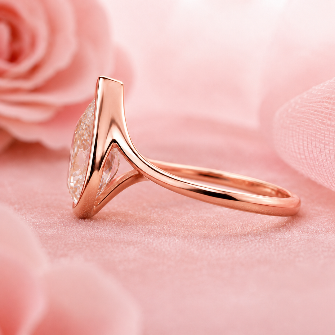 Pear Shaped Engagement Ring with Timeless and Unique Design in Rose Gold