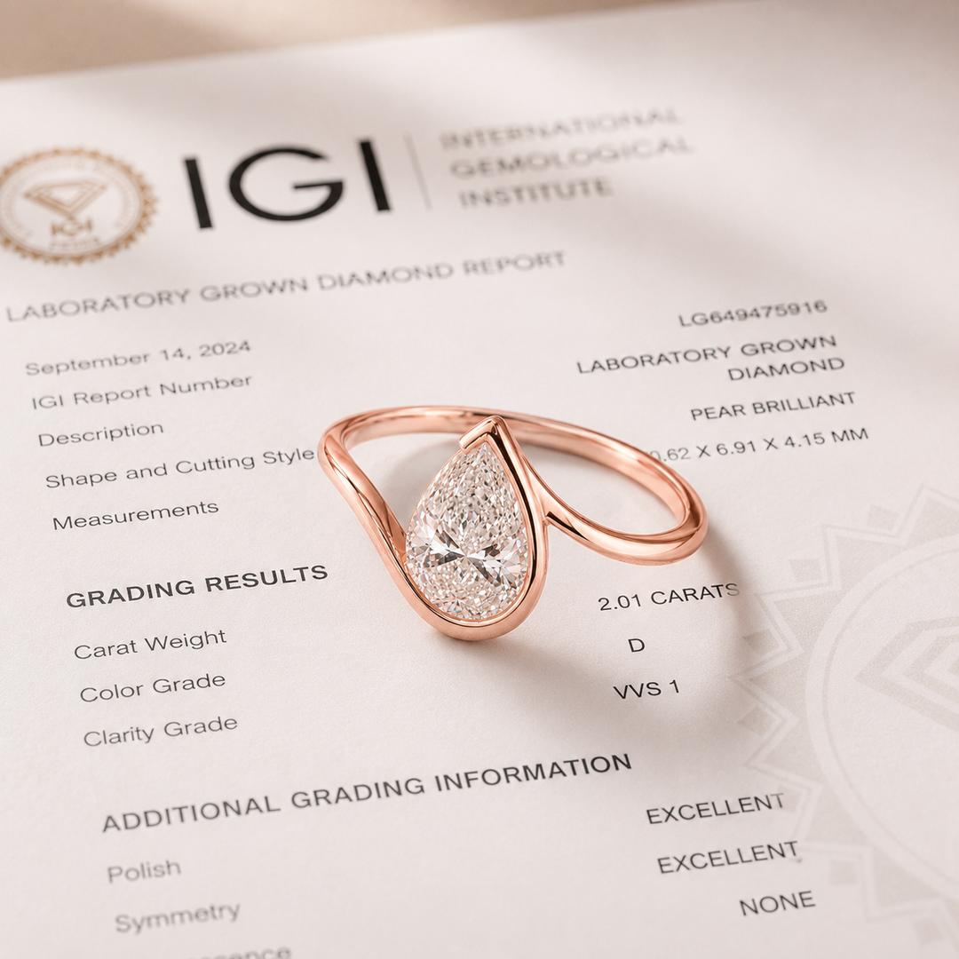 Pear Shaped Engagement Ring with Timeless and Unique Design in Rose Gold