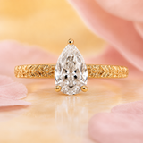 Pear Shaped Lab Grown Diamond Engagement Ring for Women in Yellow Gold