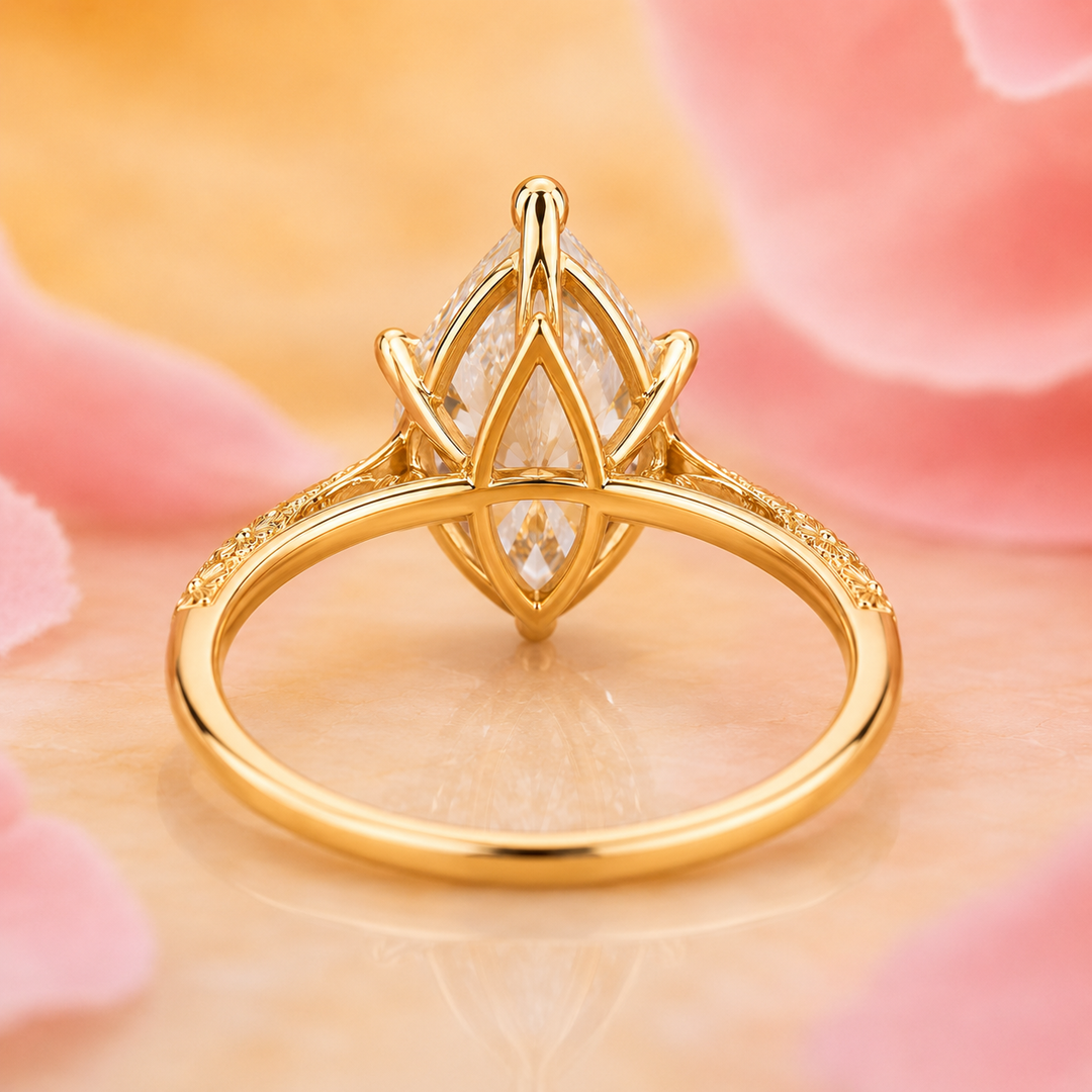 Pear Shaped Lab Grown Diamond Engagement Ring for Women in Yellow Gold