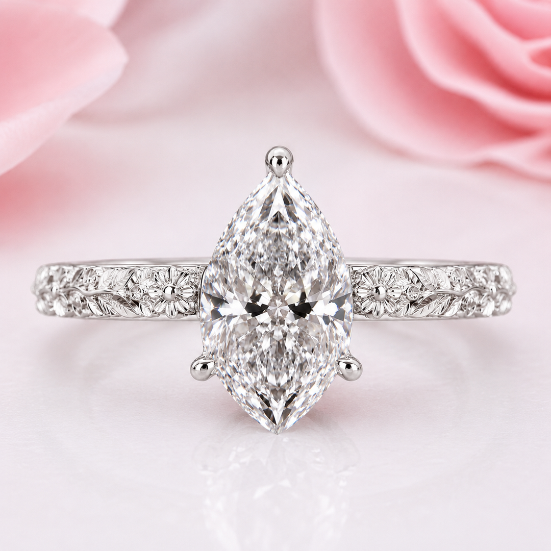 Pear Shaped Lab Grown Diamond Engagement Ring for Women in White Gold