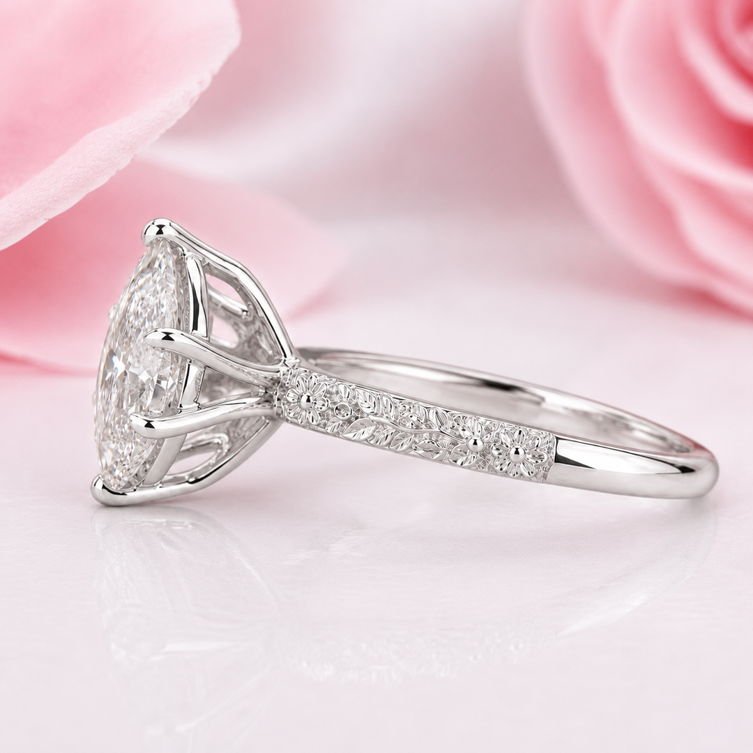 Pear Shaped Lab Grown Diamond Engagement Ring for Women in 925 Sterling Silver