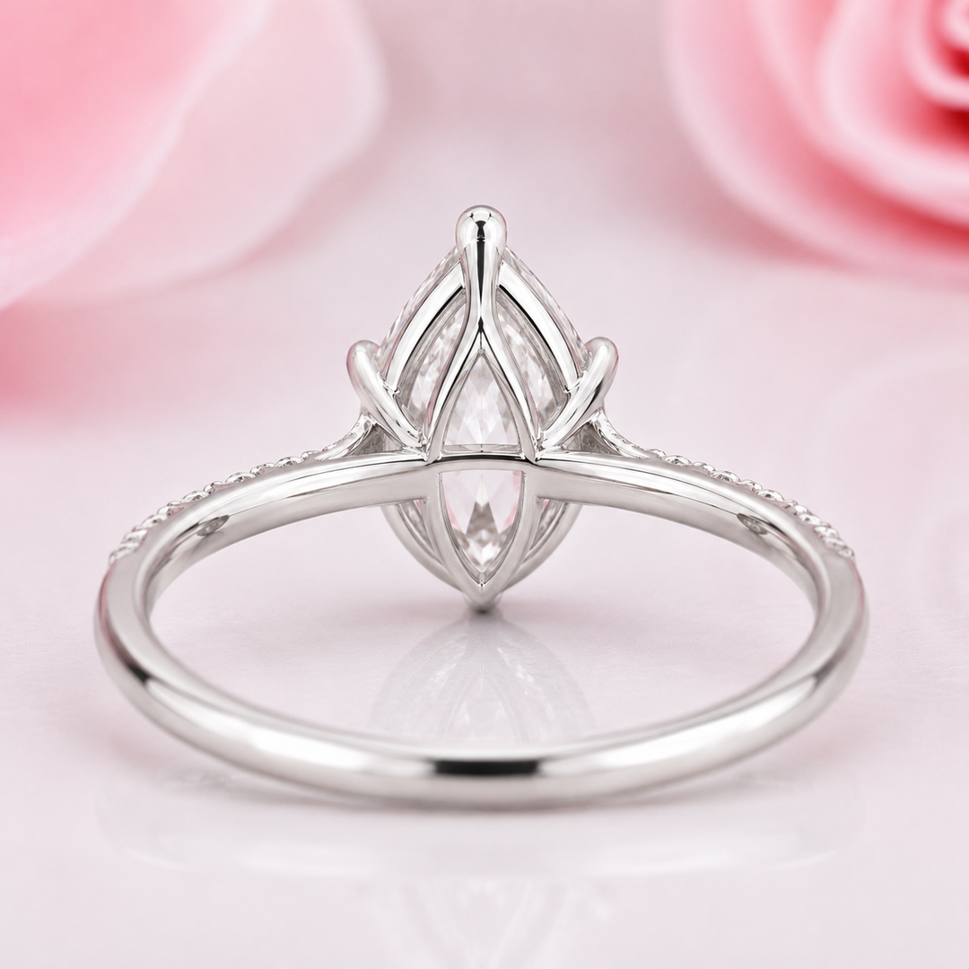 Pear Shaped Lab Grown Diamond Engagement Ring for Women in 925 Sterling Silver