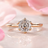 Portuguese Cut Diamond Ring in Cathedral Setting in Yellow Gold