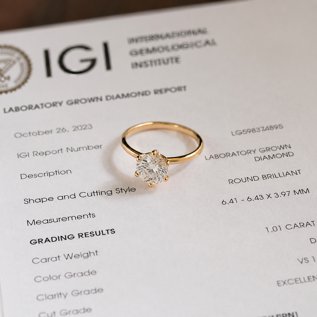 Portuguese Cut Diamond Ring in Cathedral Setting in Yellow Gold