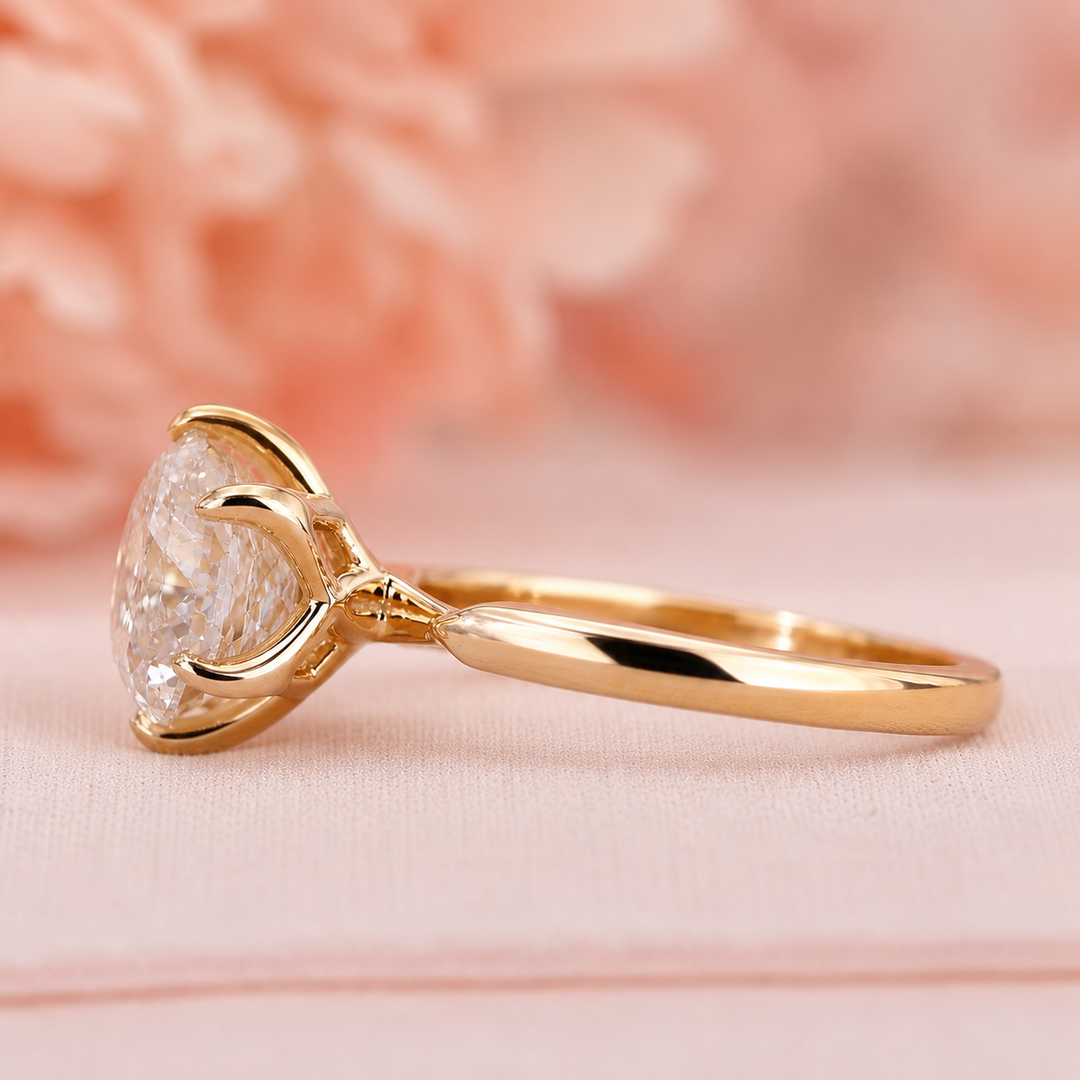 Portuguese Cut Diamond Ring with Solitaire Setting in Yellow Gold