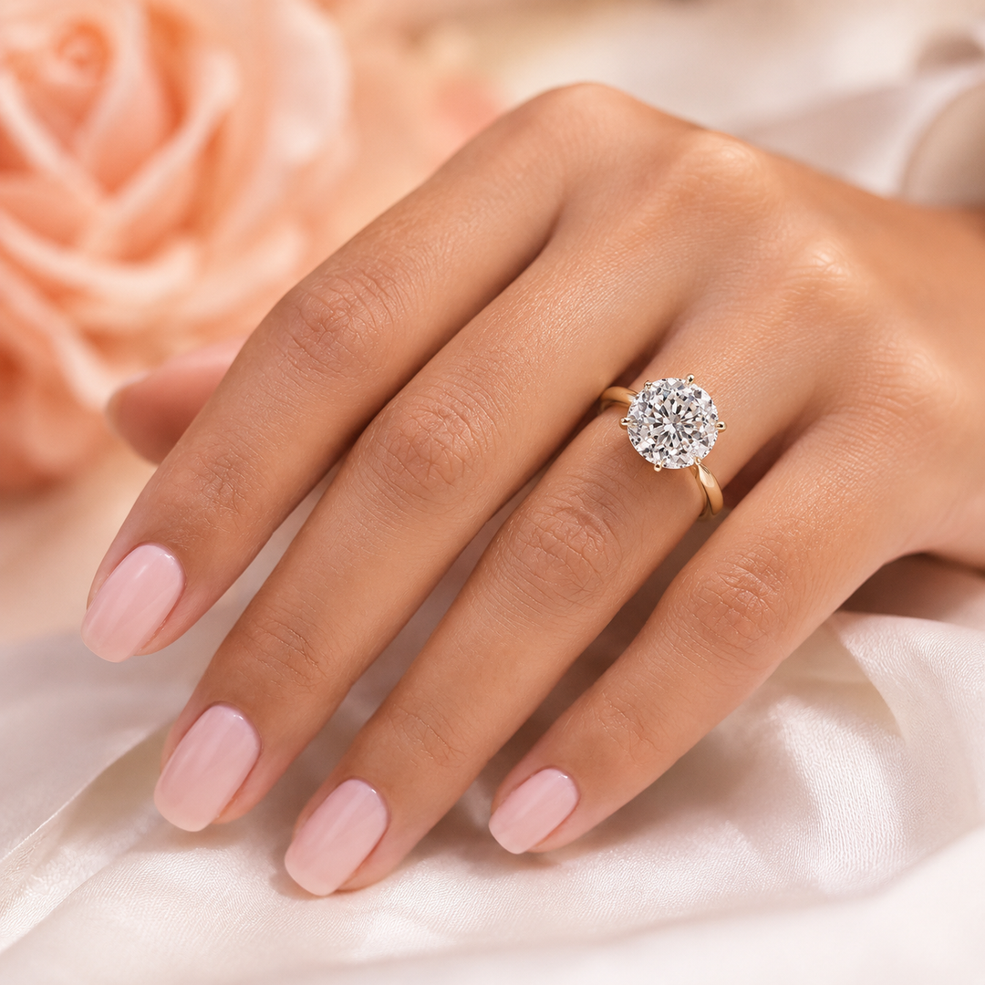 Portuguese Cut Diamond Ring with Solitaire Setting in Yellow Gold