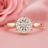 Portuguese Cut Diamond Ring with Solitaire Setting in Rose Gold