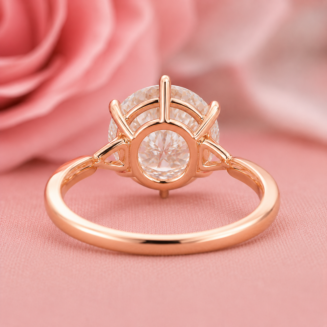 Portuguese Cut Diamond Ring with Solitaire Setting in Rose Gold
