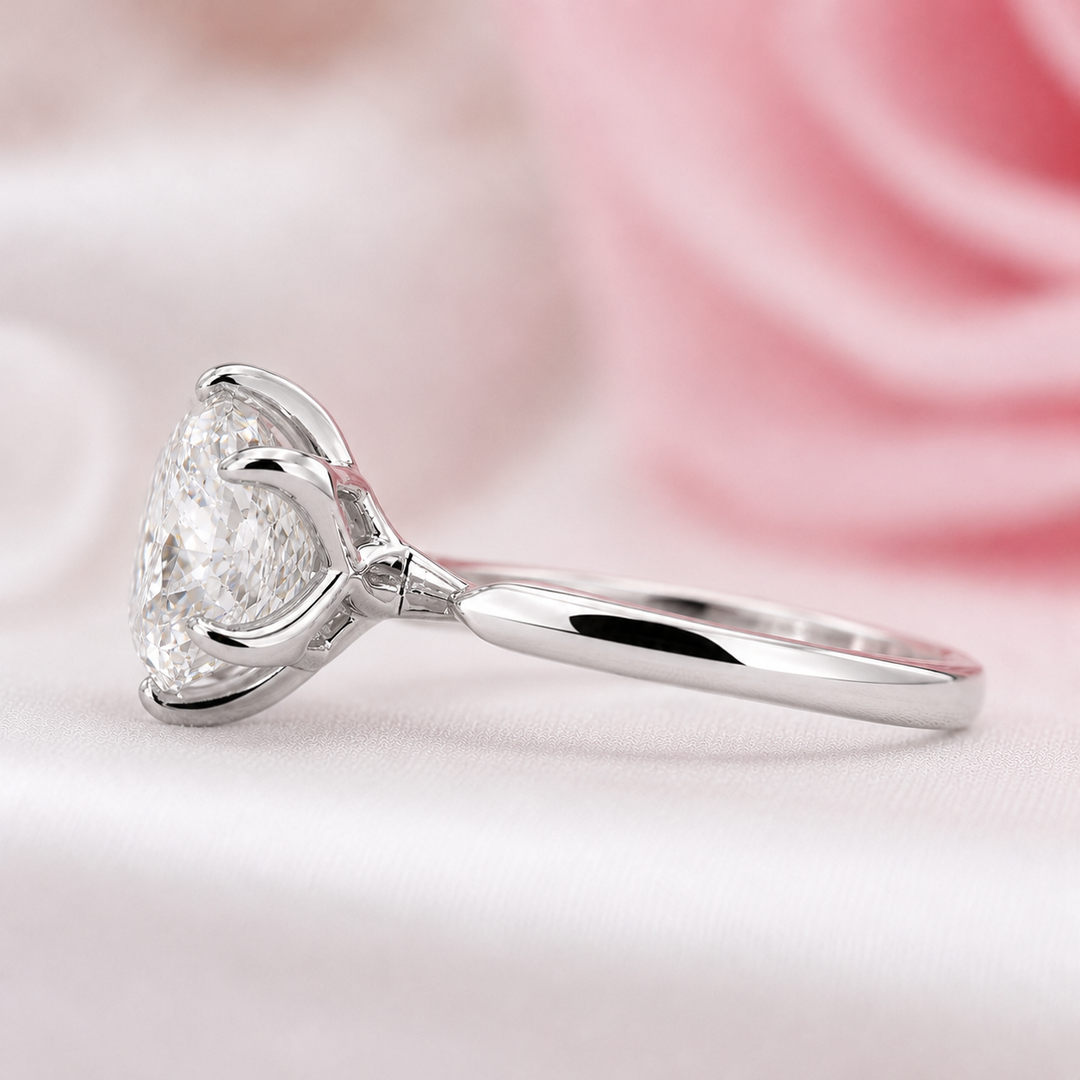 Portuguese Cut Diamond Ring with Solitaire Setting in White Gold
