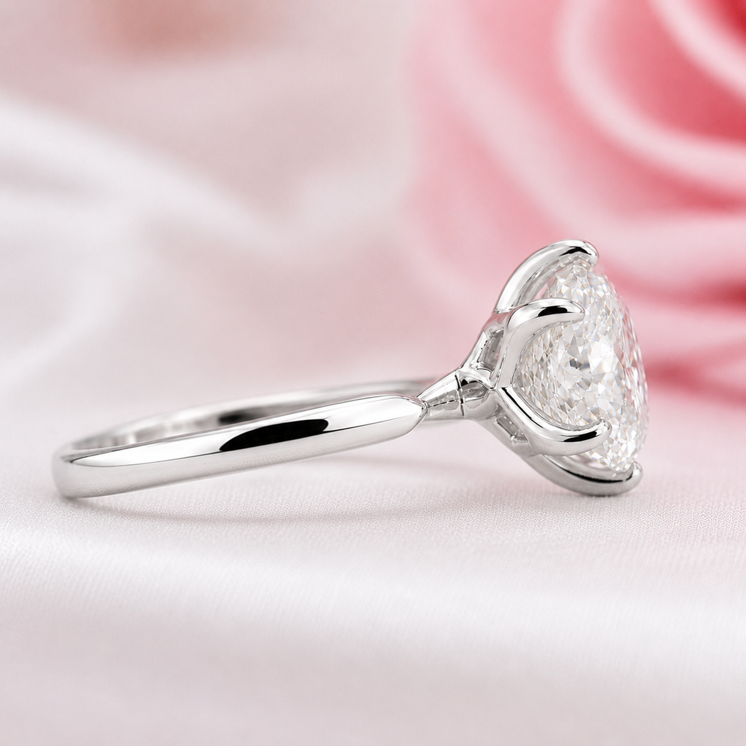 Portuguese Cut Diamond Ring with Solitaire Setting in White Gold