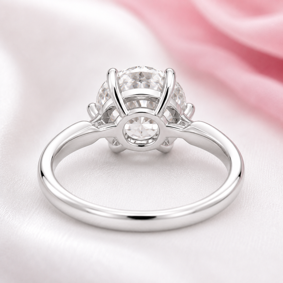Portuguese Cut Diamond Ring with Solitaire Setting in 925 Sterling Silver