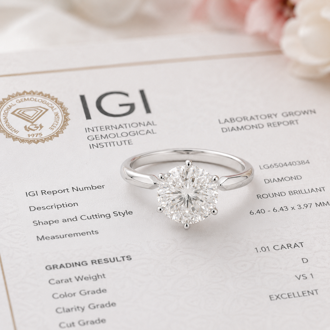 Portuguese Cut Diamond Ring with Solitaire Setting in White Gold