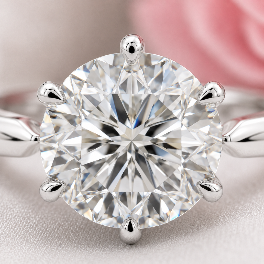 Portuguese Cut Diamond Ring with Solitaire Setting in White Gold