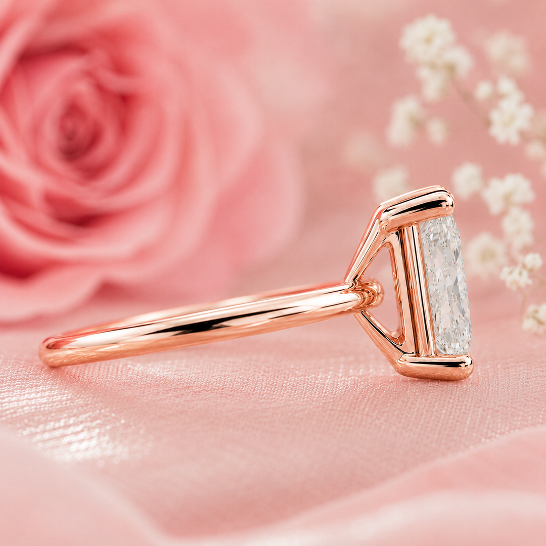 Radiant Cut Lab Grown Diamond Solitaire Engagement Ring in Rose Gold