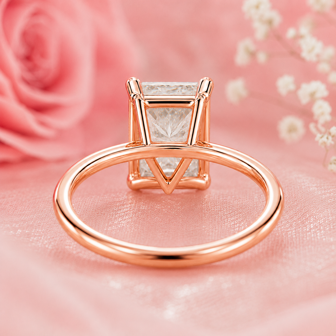 Radiant Cut Lab Grown Diamond Solitaire Engagement Ring in Rose Gold
