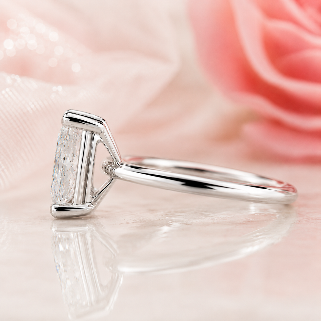 Radiant Cut Lab Grown Diamond Solitaire Engagement Ring in White Gold