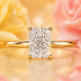 Radiant Cut Lab Grown Diamond Solitaire Engagement Ring in Yellow Gold