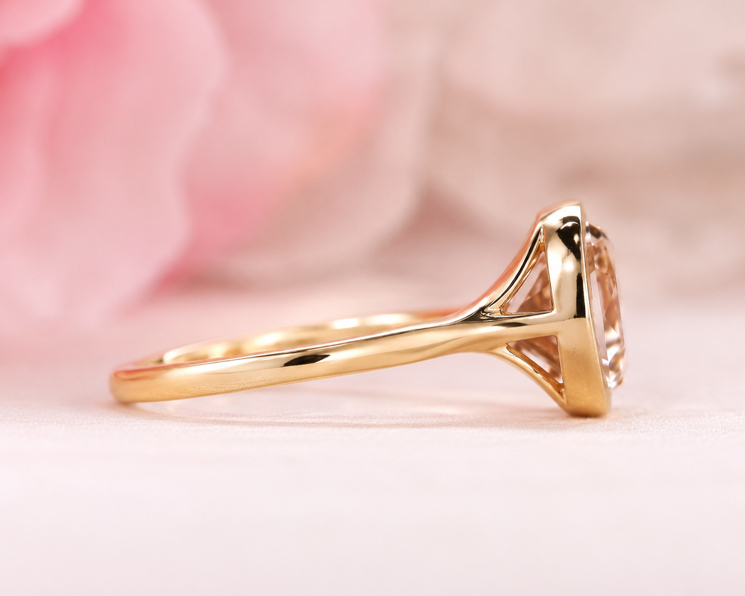 Rose Cut Engagement Ring in Bezel Setting in Yellow Gold