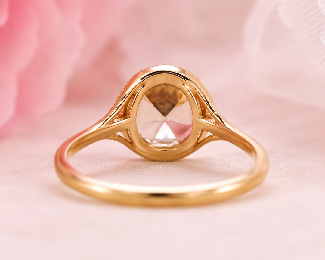 Rose Cut Engagement Ring in Bezel Setting in Yellow Gold