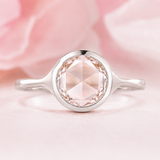 Rose Cut Engagement Ring in Bezel Setting in 925 Sterling Silver