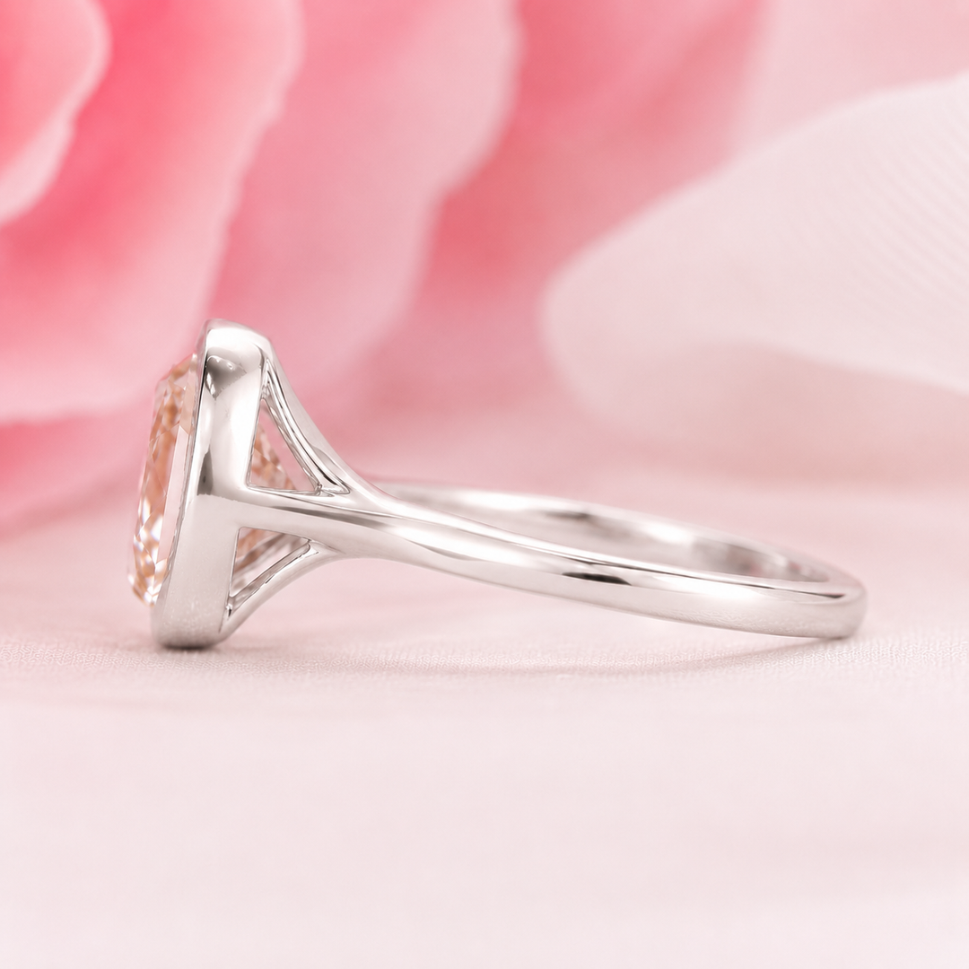 Rose Cut Engagement Ring in Bezel Setting in 925 Sterling Silver