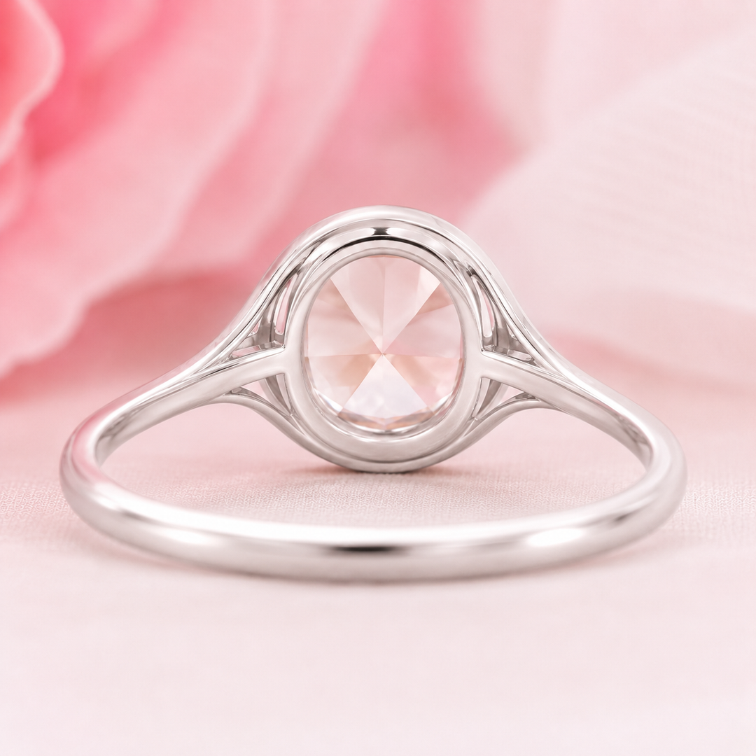 Rose Cut Engagement Ring in Bezel Setting in 925 Sterling Silver