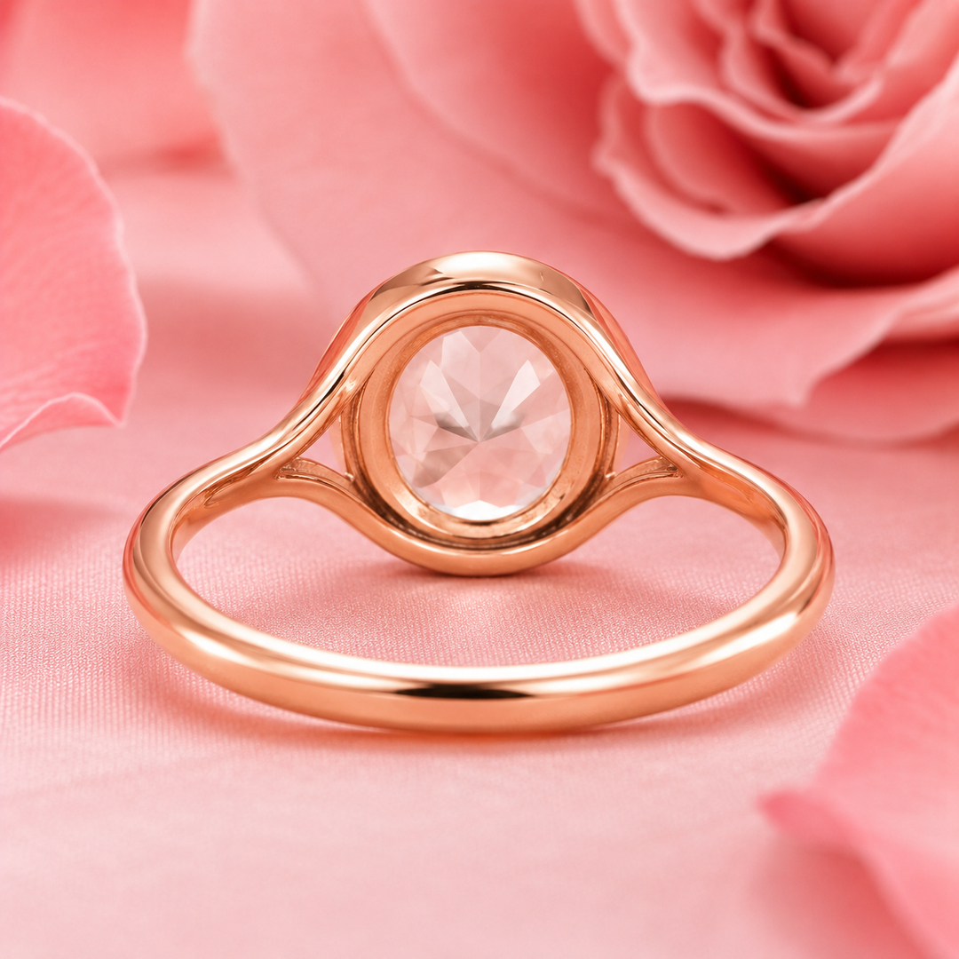 Rose Cut Engagement Ring in Bezel Setting in Rose Gold
