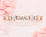 Round Brilliant Cut Diamond Floating Bubble Wedding Band in Rose Gold