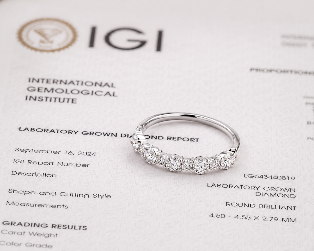 Round Brilliant Cut Diamond Floating Bubble Wedding Band in White Gold
