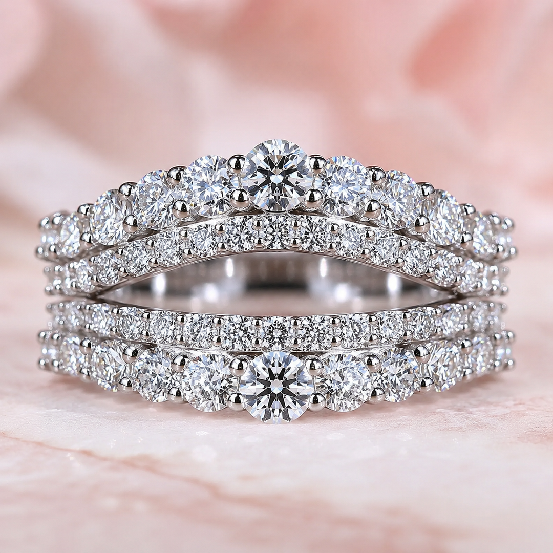 Round Lab Grown Diamond Wrap for Engagement Ring in 925 Sterling Silver