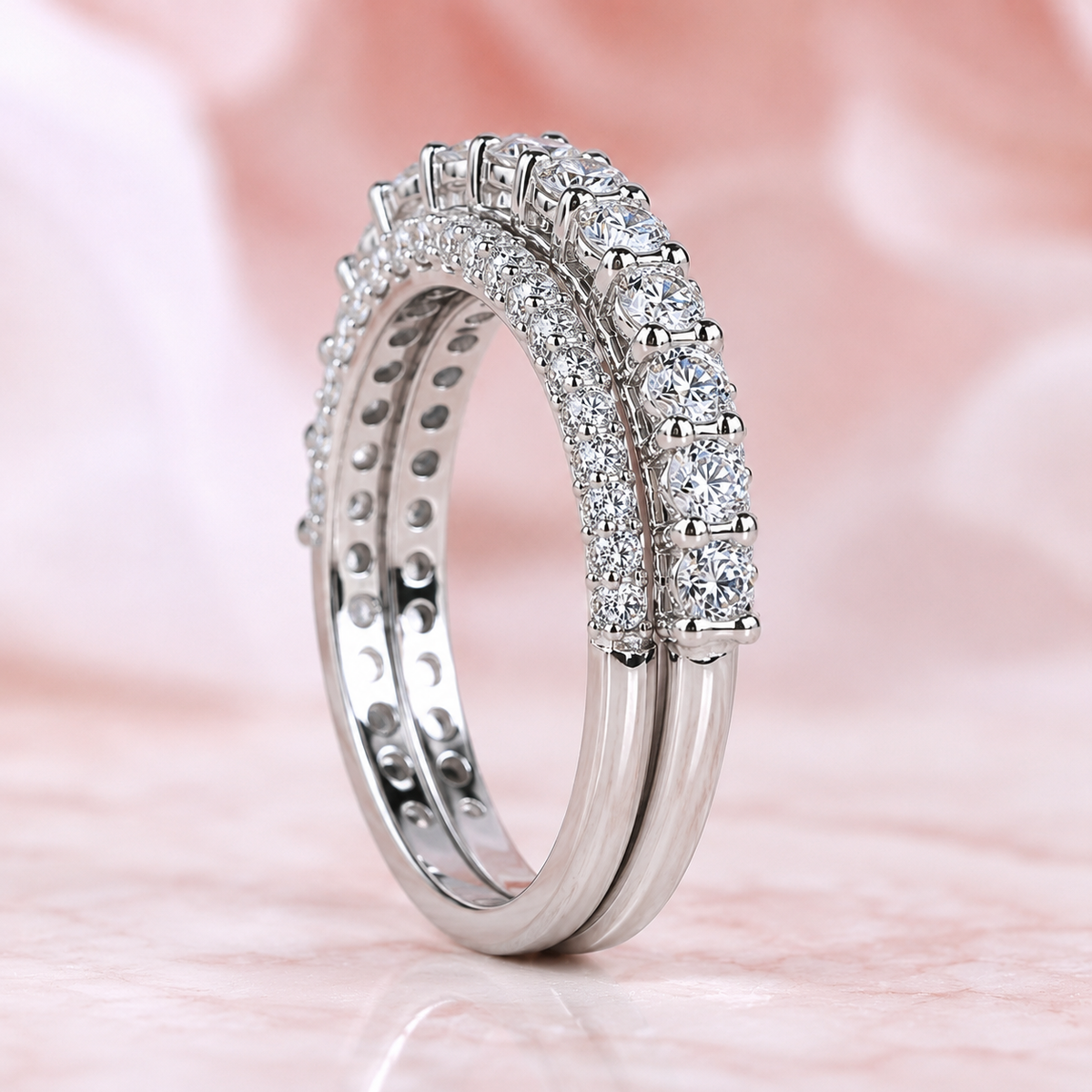 Round lab grown diamond wrap for engagement ring in white gold