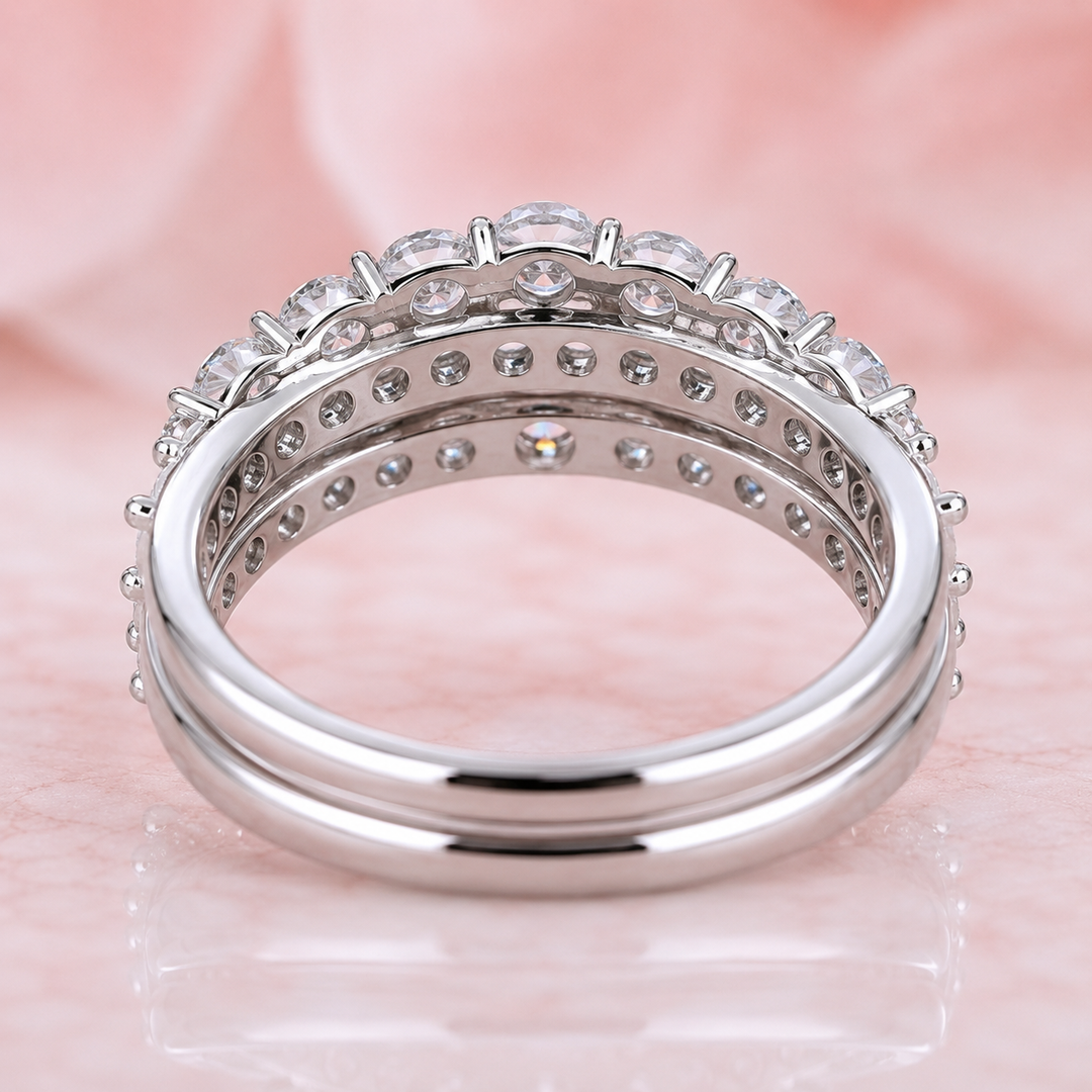 Round Lab Grown Diamond Wrap for Engagement Ring in White Gold